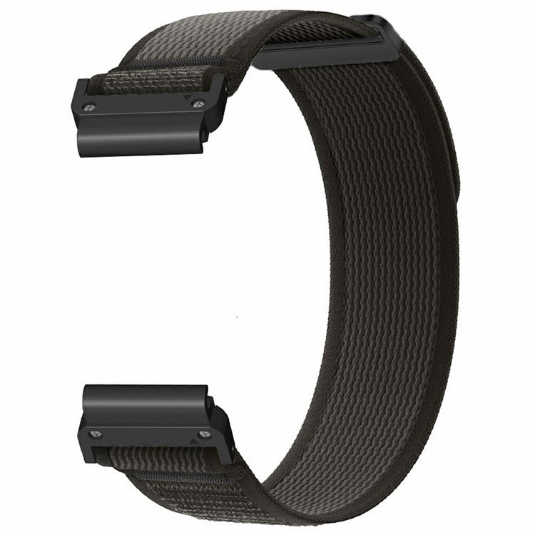 Watch Band for Garmin Fenix 7X / 6X / 5X Replacement Nylon Adjustable Loop Fastener Strap - Black+Black