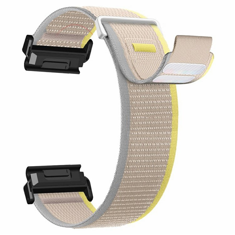 Watch Band for Garmin Fenix 7X / 6X / 5X Replacement Nylon Adjustable Loop Fastener Strap - Black+Black