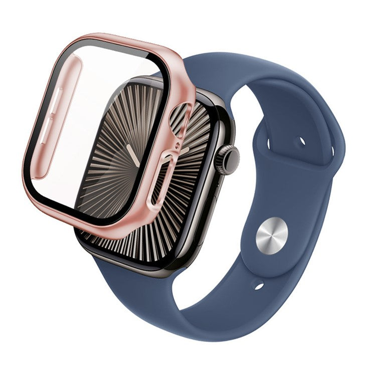 IMAK For Apple Watch Series 10 42mm Case Full Protection Integrate Watch PC Cover with Tempered Glass Film - Rose Gold
