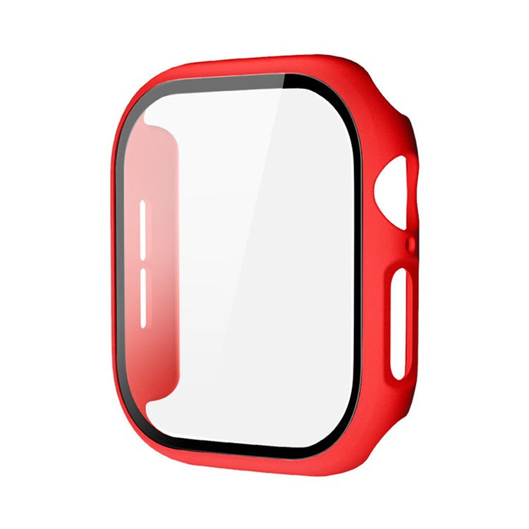 IMAK For Apple Watch Series 10 46mm Case Full Protection Integrate Watch PC Cover with Tempered Glass Film - Red