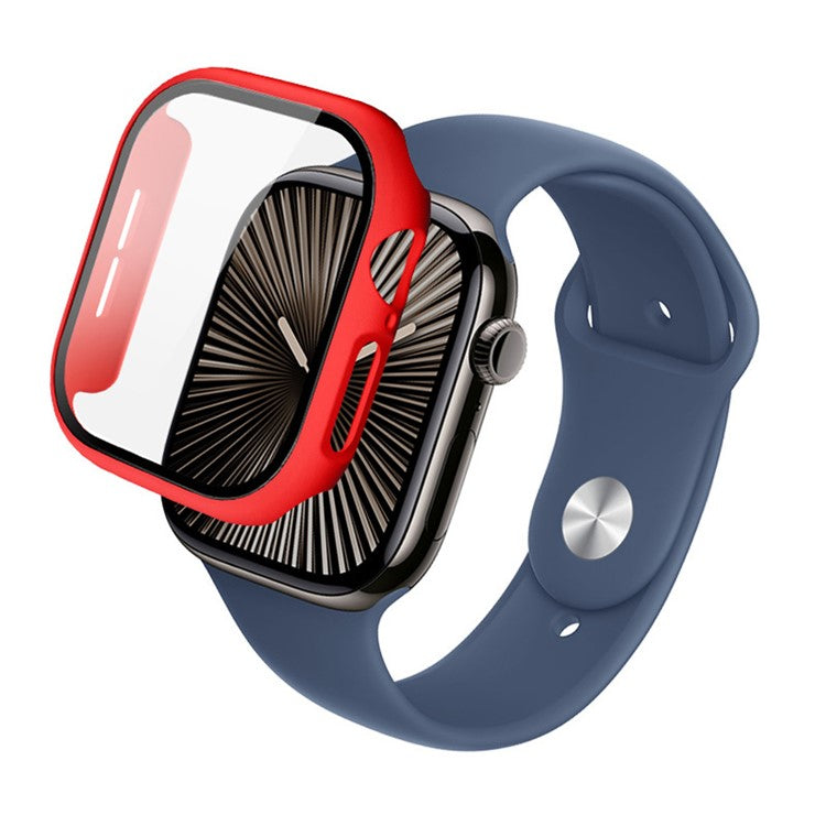 IMAK For Apple Watch Series 10 46mm Case Full Protection Integrate Watch PC Cover with Tempered Glass Film - Red