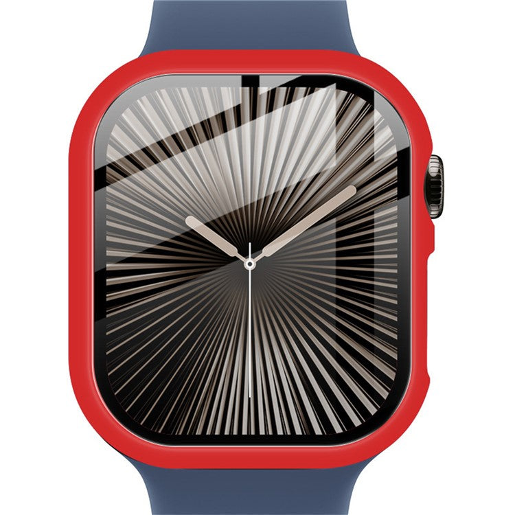 IMAK For Apple Watch Series 10 46mm Case Full Protection Integrate Watch PC Cover with Tempered Glass Film - Red