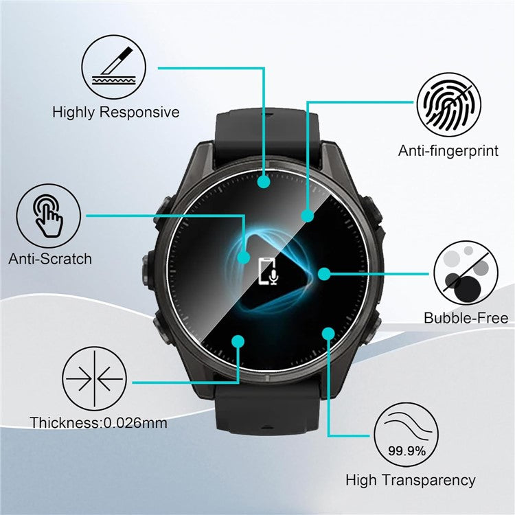 3Pcs For Garmin Fenix 8 43mm Screen Protector HD Clear Watch Screen Film