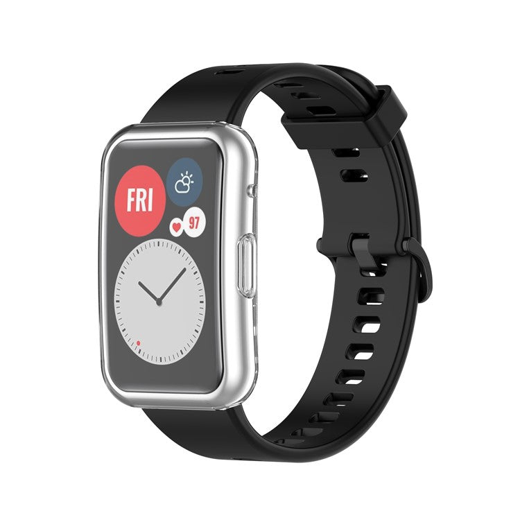 Electroplated TPU Cover All-around Protective Case for Huawei Watch Fit TIA-B09 - Transparent