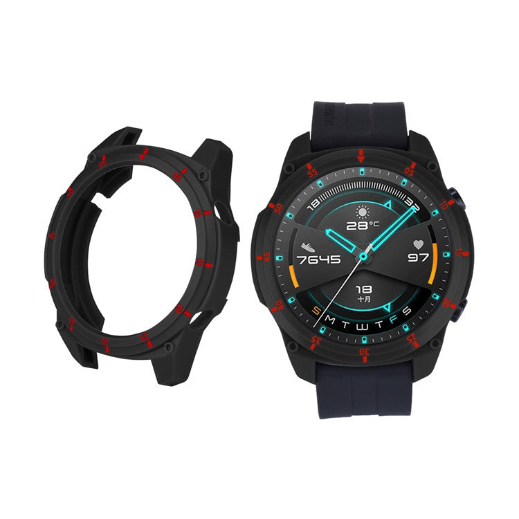 Sports Style Dual Color TPU Protective Watch Case Cover for Huawei Watch GT 2 46mm - Black/Red