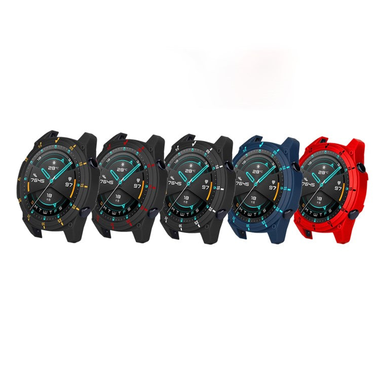 Sports Style Dual Color TPU Protective Watch Case Cover for Huawei Watch GT 2 46mm - Black/Red