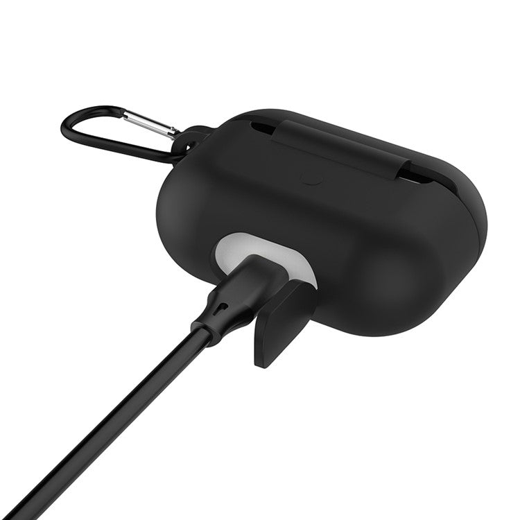 Solid Color Wireless Earphone Silicone Protective Case Cover for Airpods Pro - Black