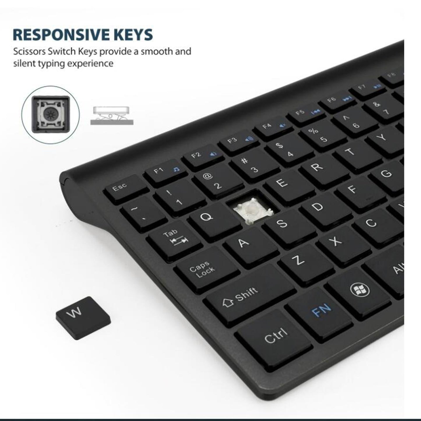 Desktop Slim 2.4G Wireless Keyboard Quiet for PC Laptop Numeric Keypad Black