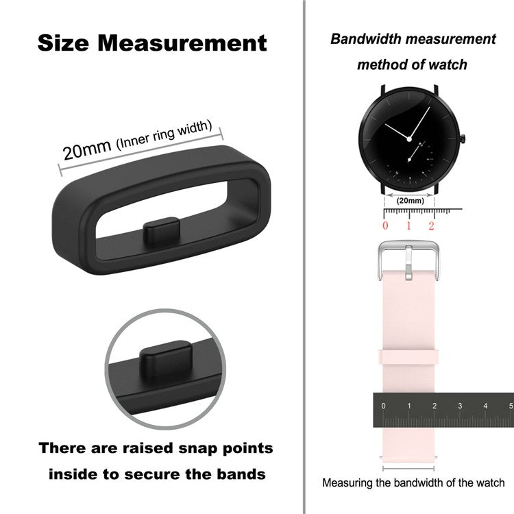 Watch Band Strap Loop Universal 20mm Retainer Fastener Ring Silicone Watch Holder - White