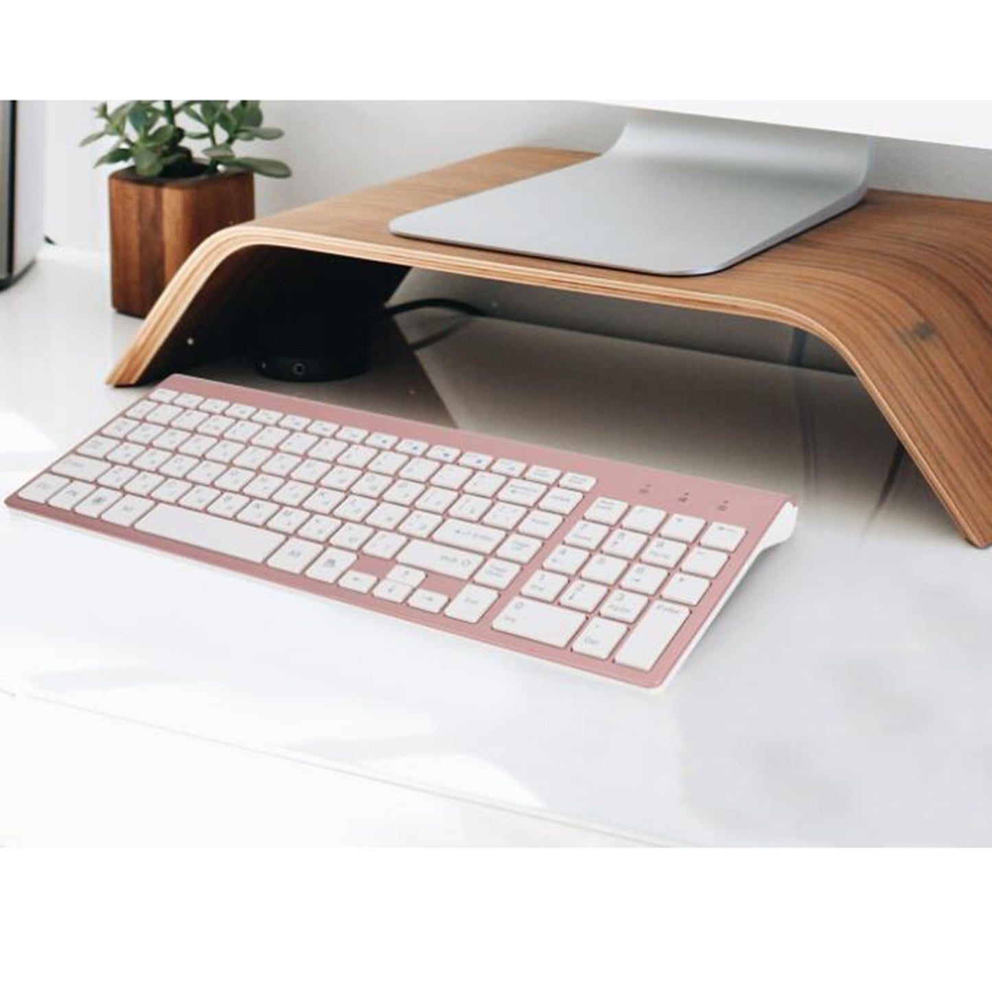 Desktop Slim 2.4G Wireless Keyboard Quiet for PC Laptop Numeric Keypad Rose Gold