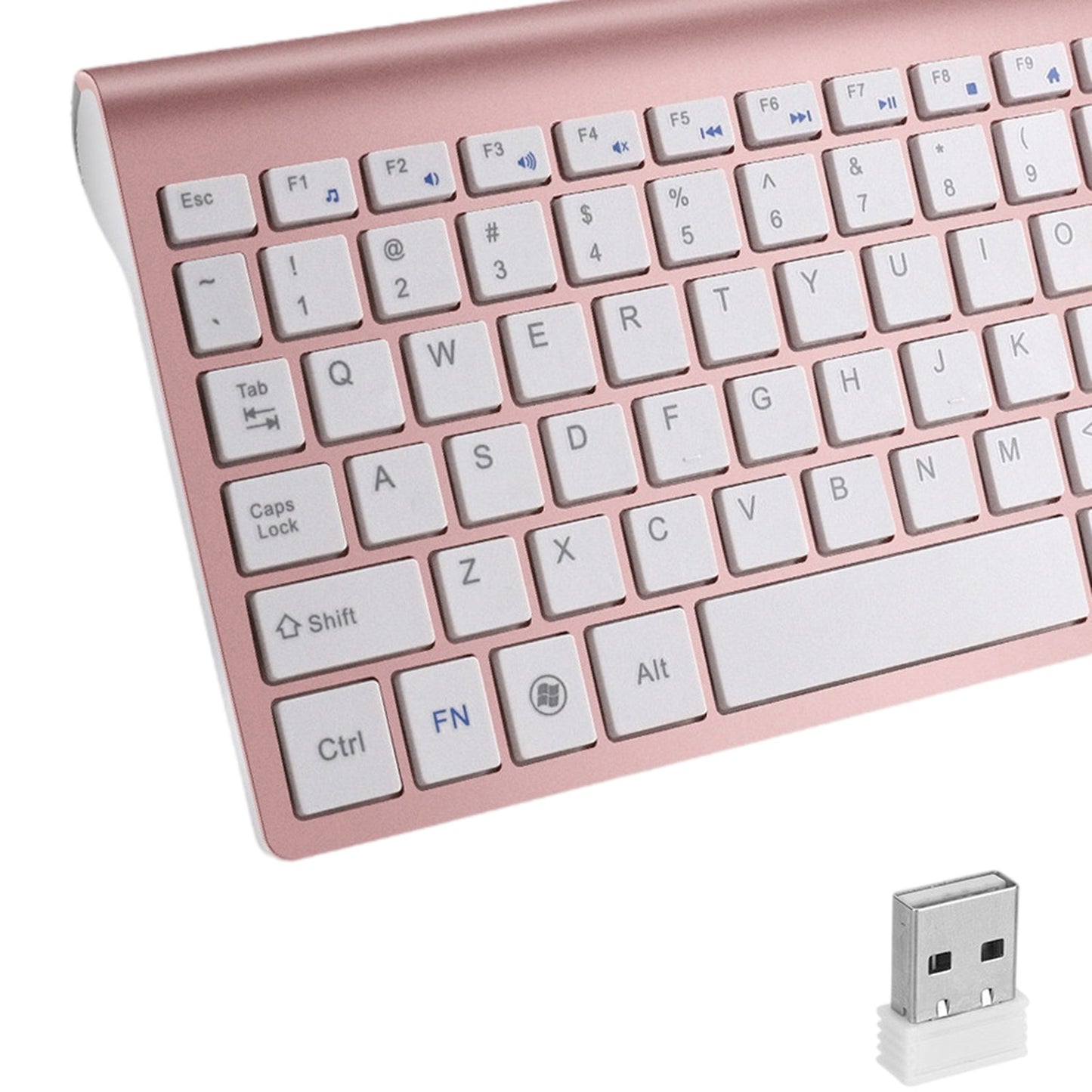 Desktop Slim 2.4G Wireless Keyboard Quiet for PC Laptop Numeric Keypad Rose Gold