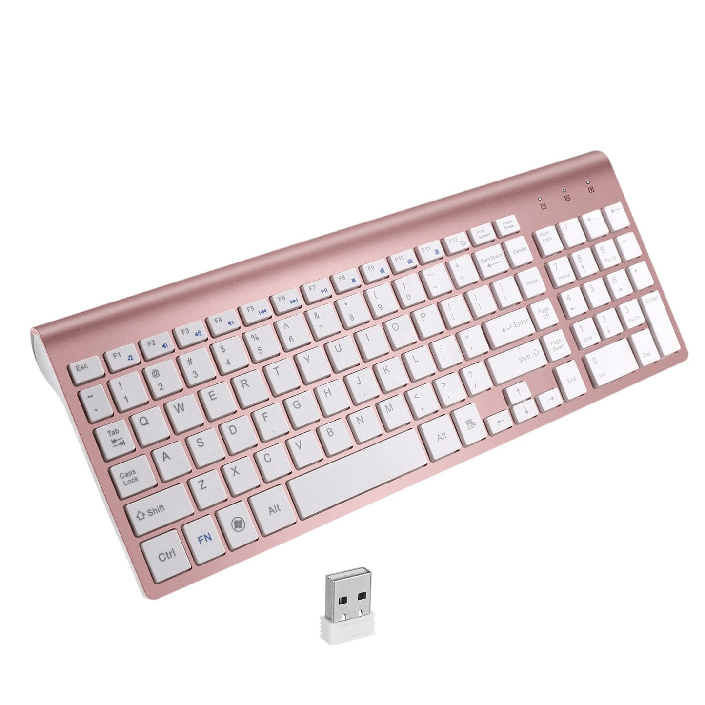 Desktop Slim 2.4G Wireless Keyboard Quiet for PC Laptop Numeric Keypad Rose Gold
