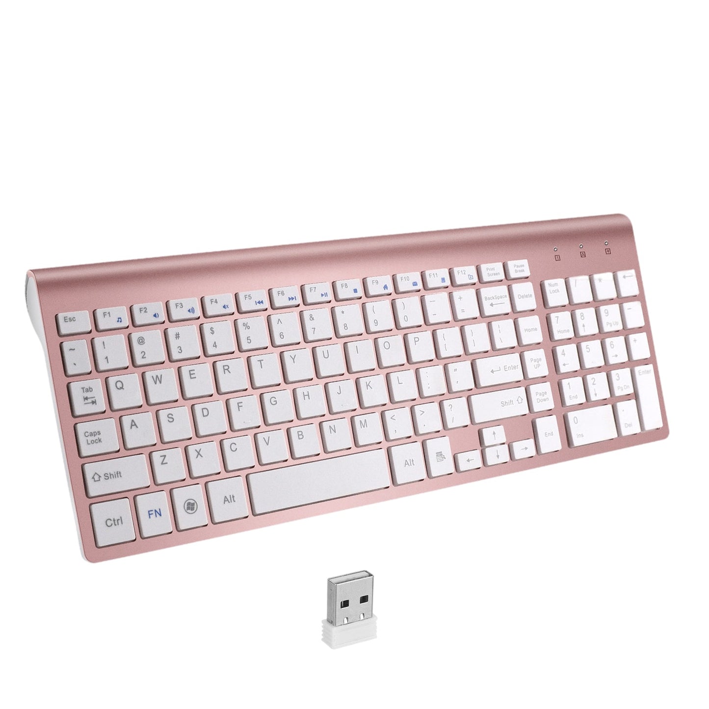 Desktop Slim 2.4G Wireless Keyboard Quiet for PC Laptop Numeric Keypad Rose Gold