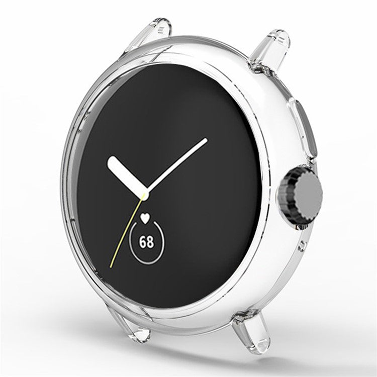 For Google Pixel Watch Hard PC Bumper Frame Cover Edge Protector with 20mm Adapter Connector - Transparent