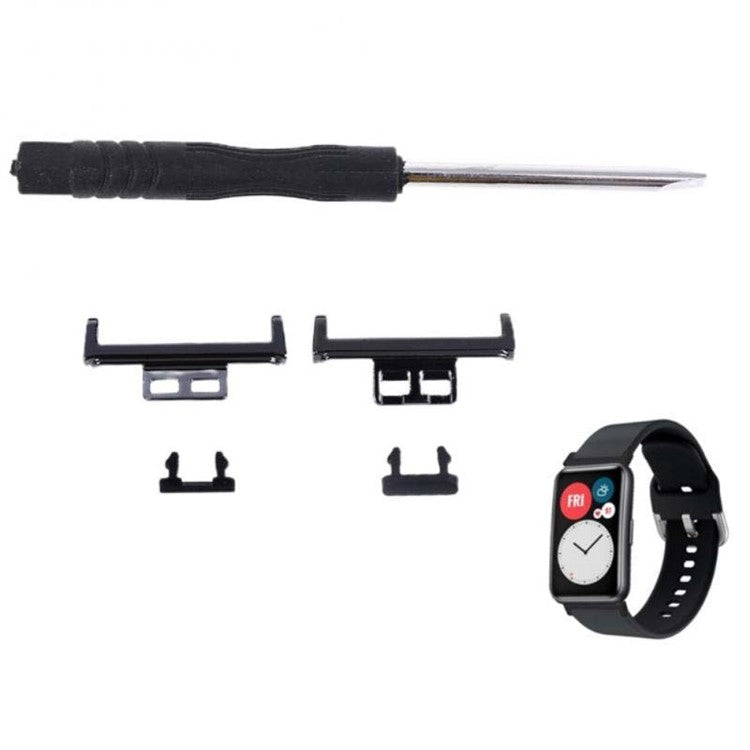 For Huawei Watch Fit / Watch Fit Special Edition Watch Band Adapter 20mm Zinc Alloy Watch Connector with Screwdriver and Plugs - Rose Gold