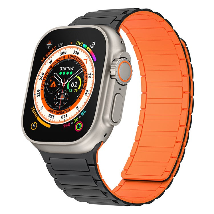Watch Band for Apple Watch Series 10 42mm / 9 8 7 41mm / SE (2023) SE (2022) SE 6 5 4 40mm / 3 2 1 38mm Magnetic Silicone Strap - Black Orange