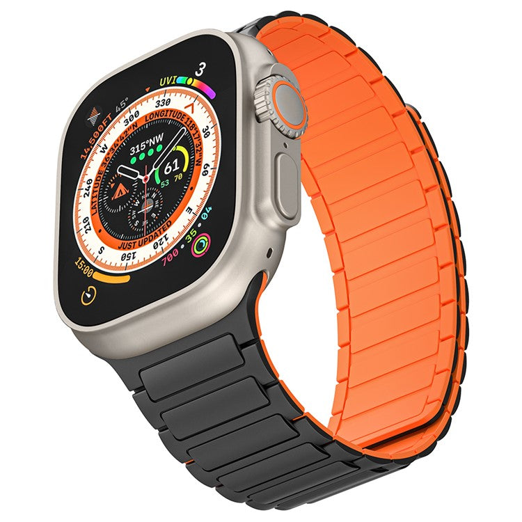Watch Band for Apple Watch Series 10 42mm / 9 8 7 41mm / SE (2023) SE (2022) SE 6 5 4 40mm / 3 2 1 38mm Magnetic Silicone Strap - Black Orange