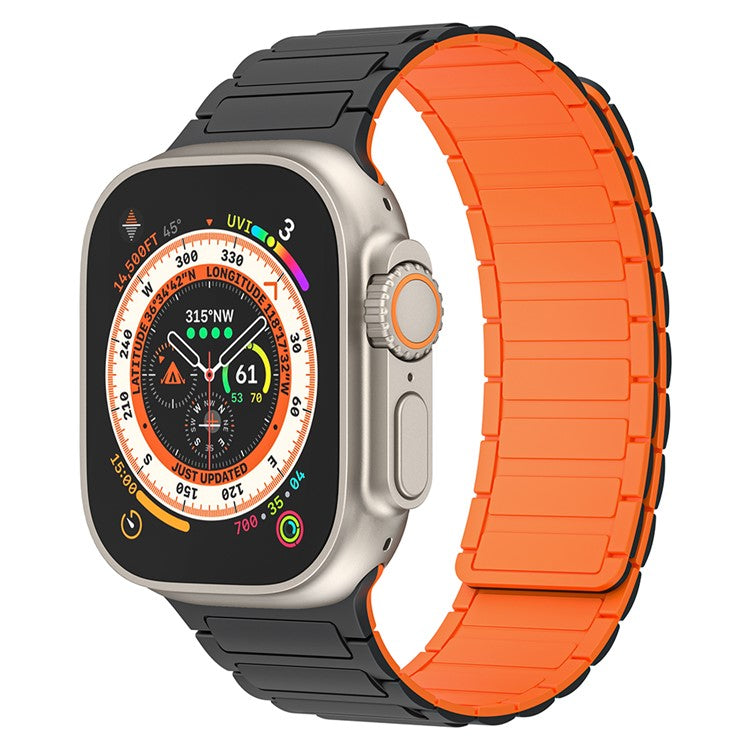 Watch Band for Apple Watch Series 10 42mm / 9 8 7 41mm / SE (2023) SE (2022) SE 6 5 4 40mm / 3 2 1 38mm Magnetic Silicone Strap - Black Orange