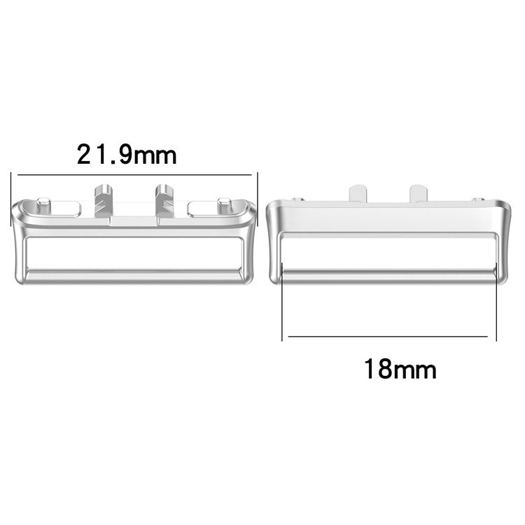 1 Pair Link Adapter for Samsung Galaxy Fit3 (SM-R390) 18mm Watch Strap Metal Medium Connector - Silver