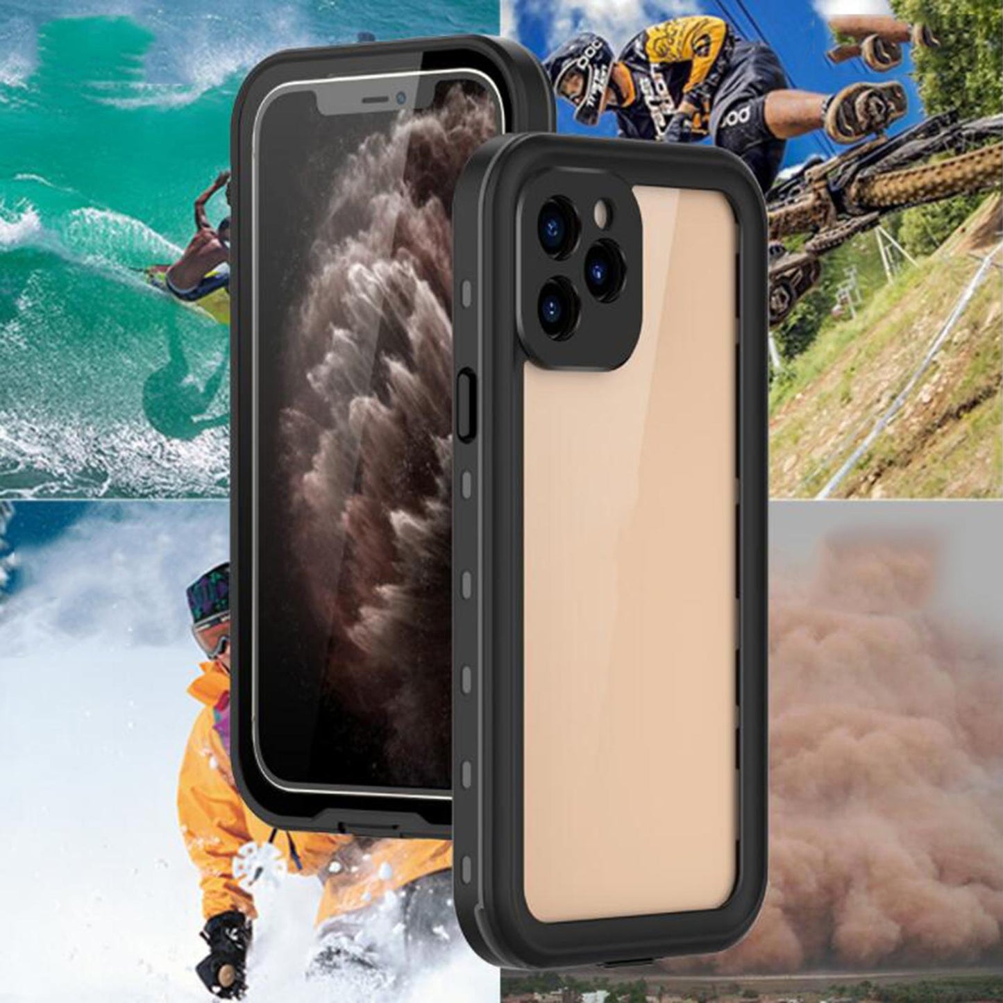 Waterproof Phone Case Full Body Sealed Protective Cover for 12Pro Black