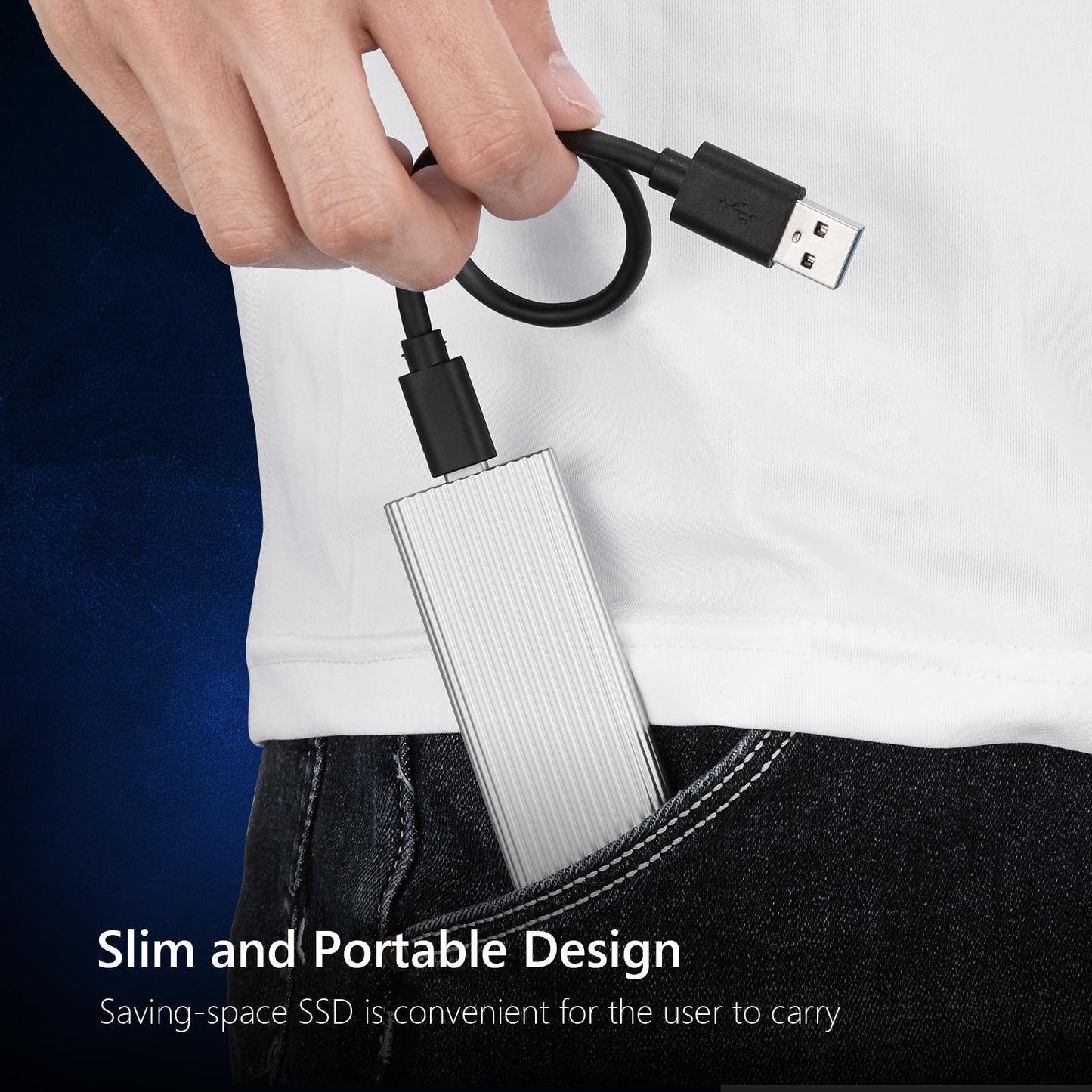 External SSD USB3.1 Solid State Disk for TV Phone Camera 1TB Silver