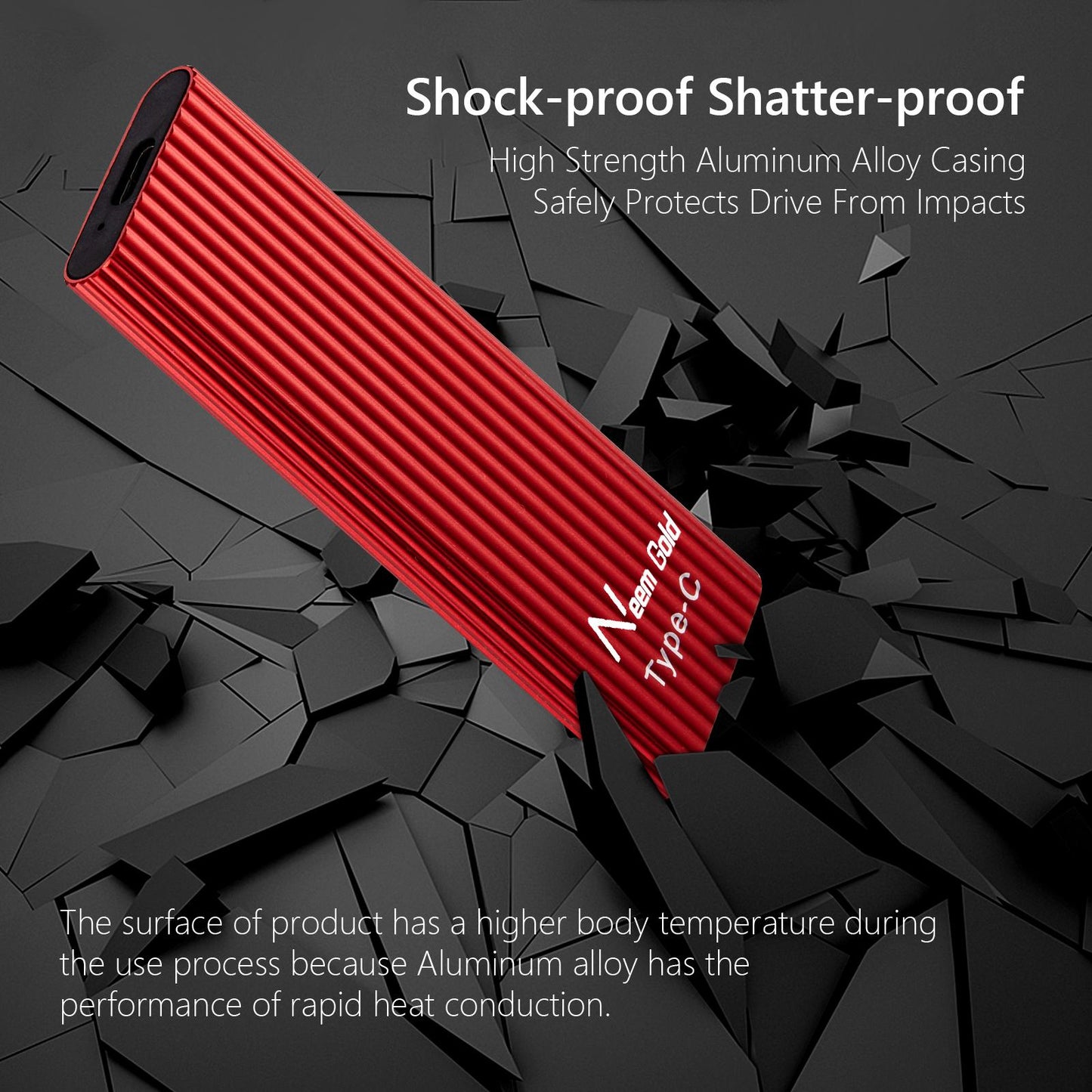 External SSD USB3.1 Solid State Disk for TV Phone Camera 2TB Red