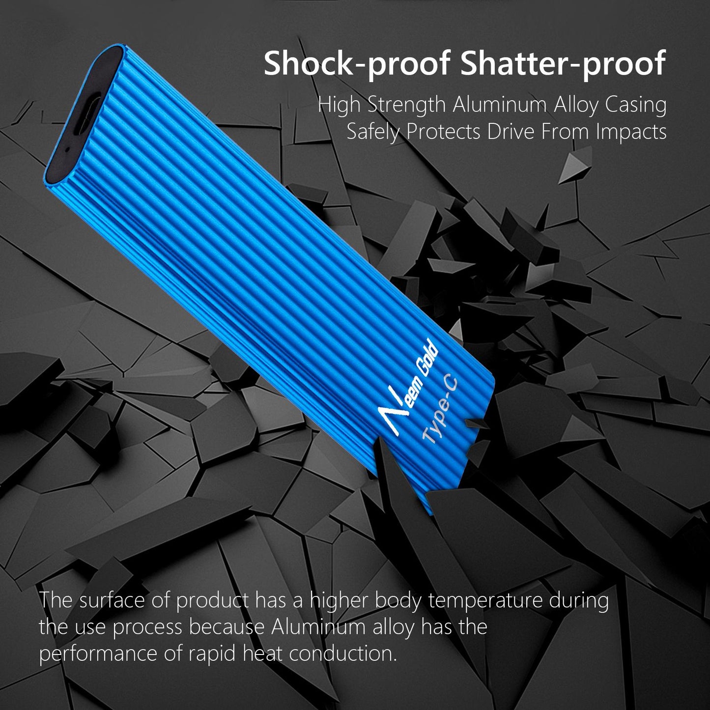 External SSD USB3.1 Solid State Disk for TV Phone Camera 2TB Blue