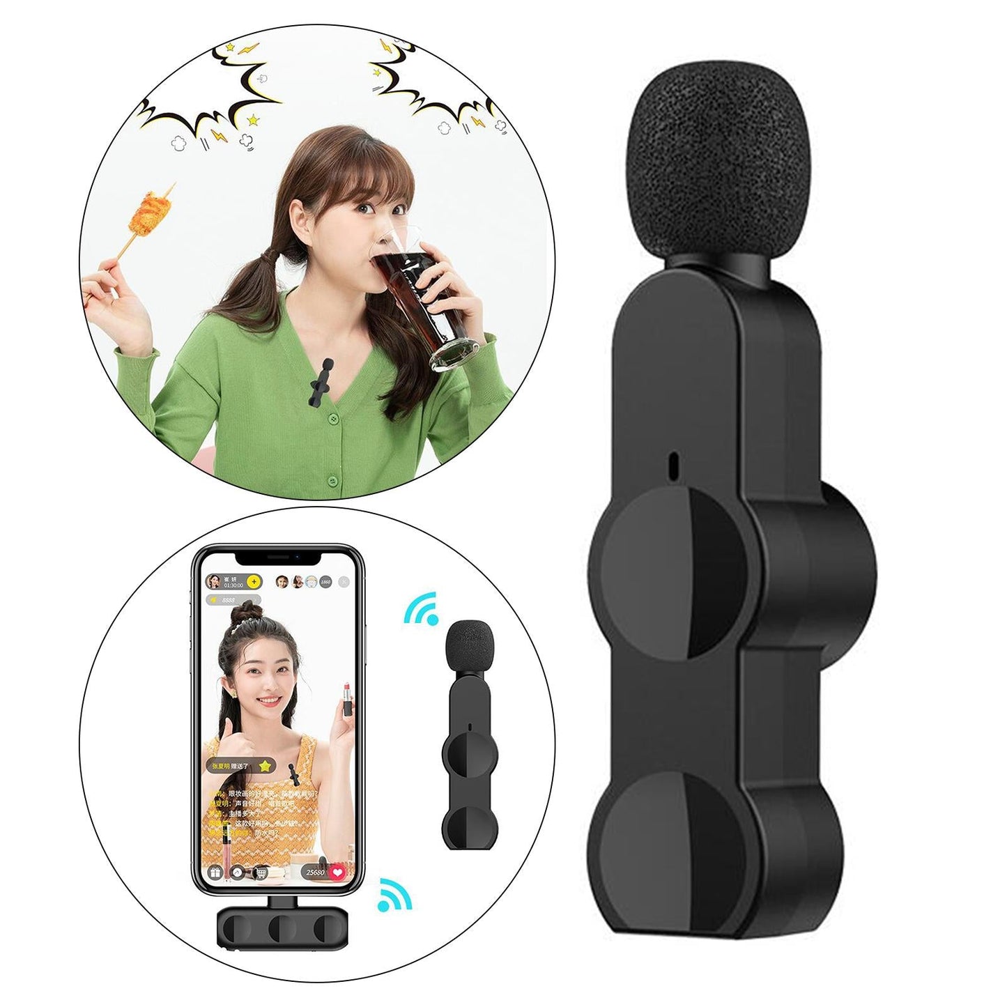 Lavalier Microphone Portable Bluetooth 5.0 for Video Recording Cell Phone