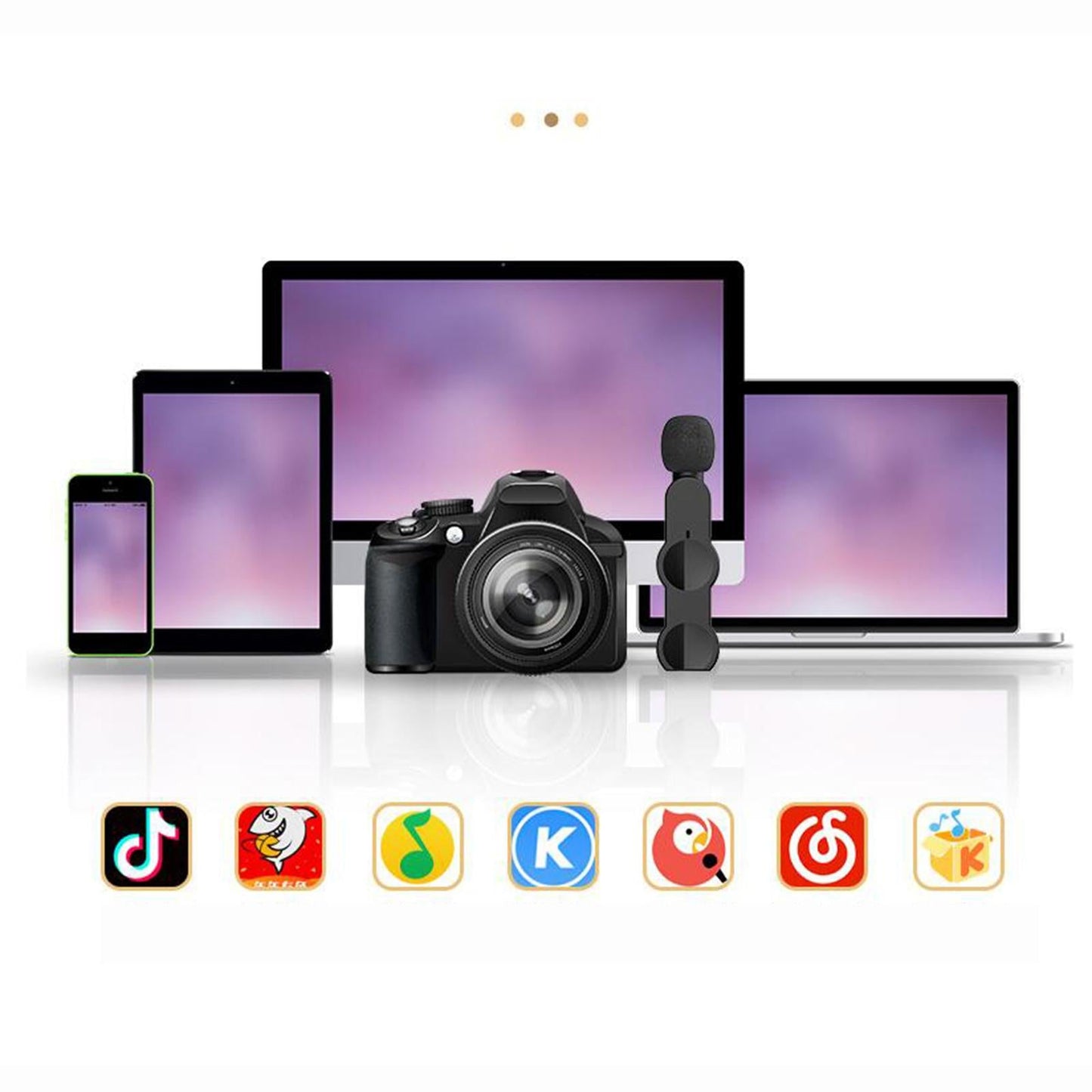 Lavalier Microphone Portable Bluetooth 5.0 for Video Recording Cell Phone