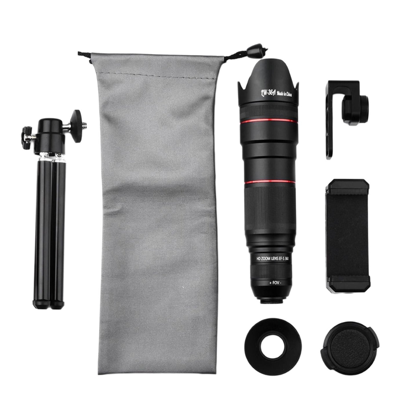 Zoom Optical HD Lens Monocular Telescope Tripod Clip for Cell Phone 36X