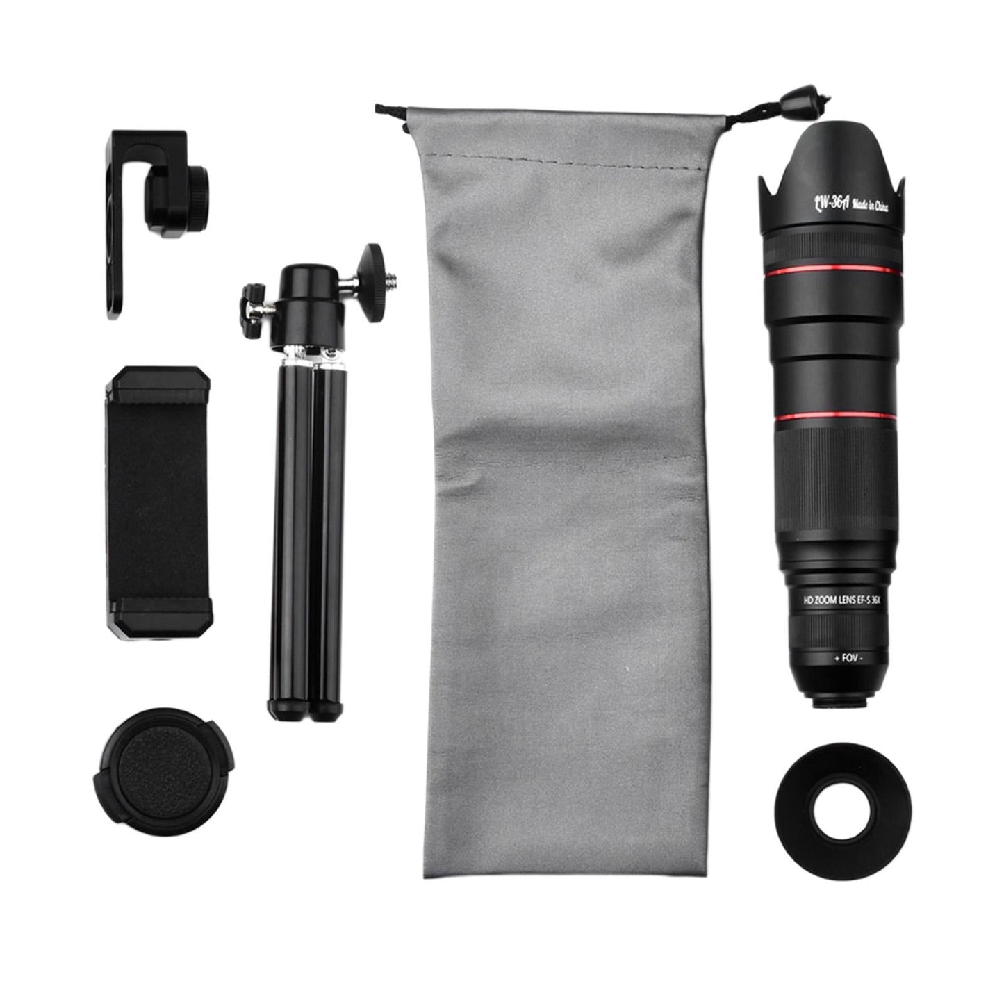 Zoom Optical HD Lens Monocular Telescope Tripod Clip for Cell Phone 36X