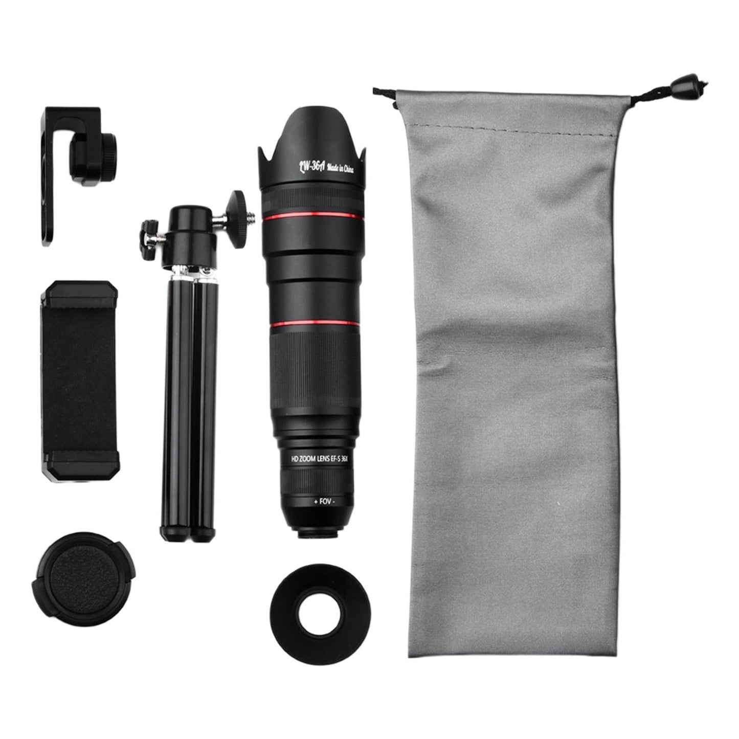 Zoom Optical HD Lens Monocular Telescope Tripod Clip for Cell Phone 36X