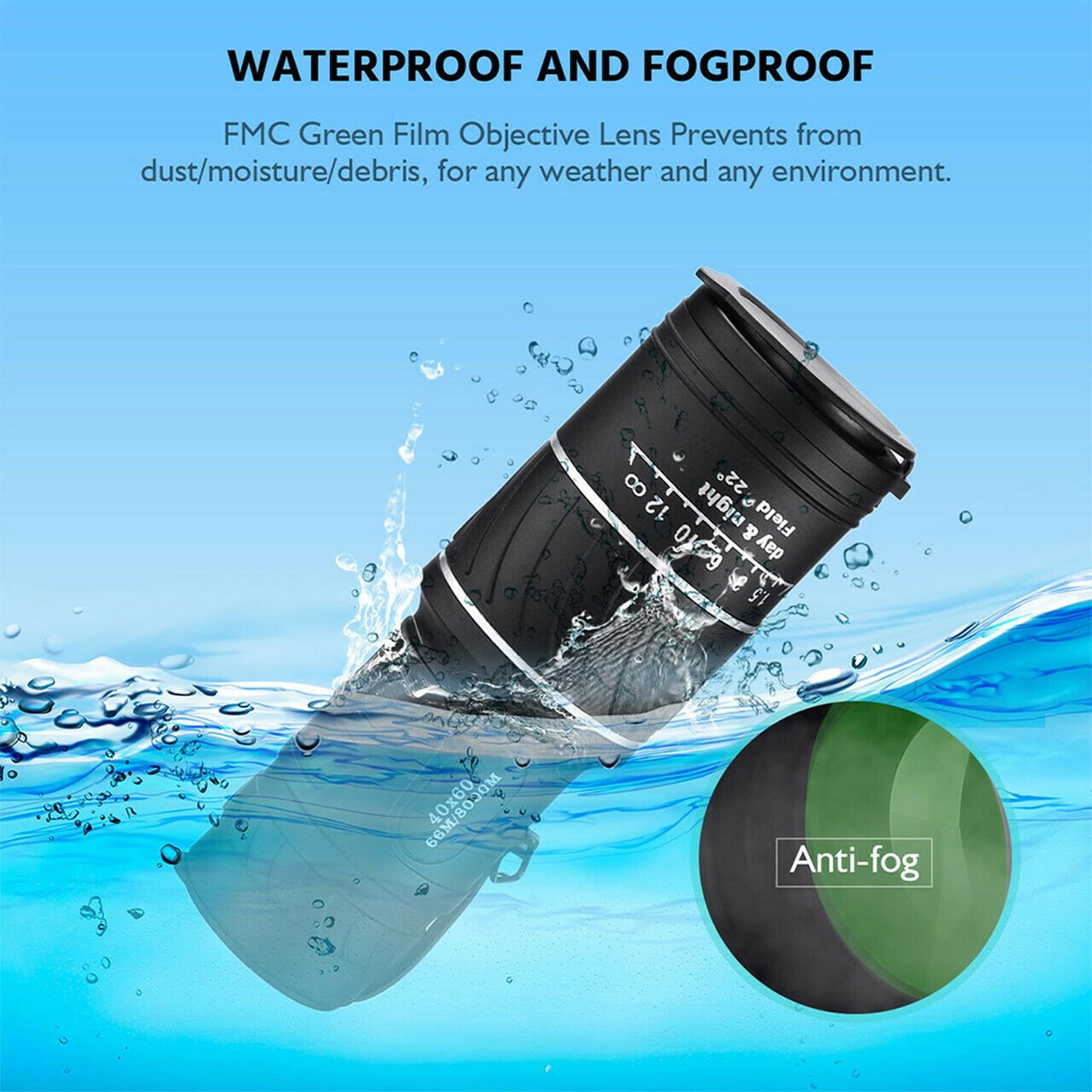 Mini Grip Scope 40X HD Optical Monocular Night Vision BAK4 Prism With tripod