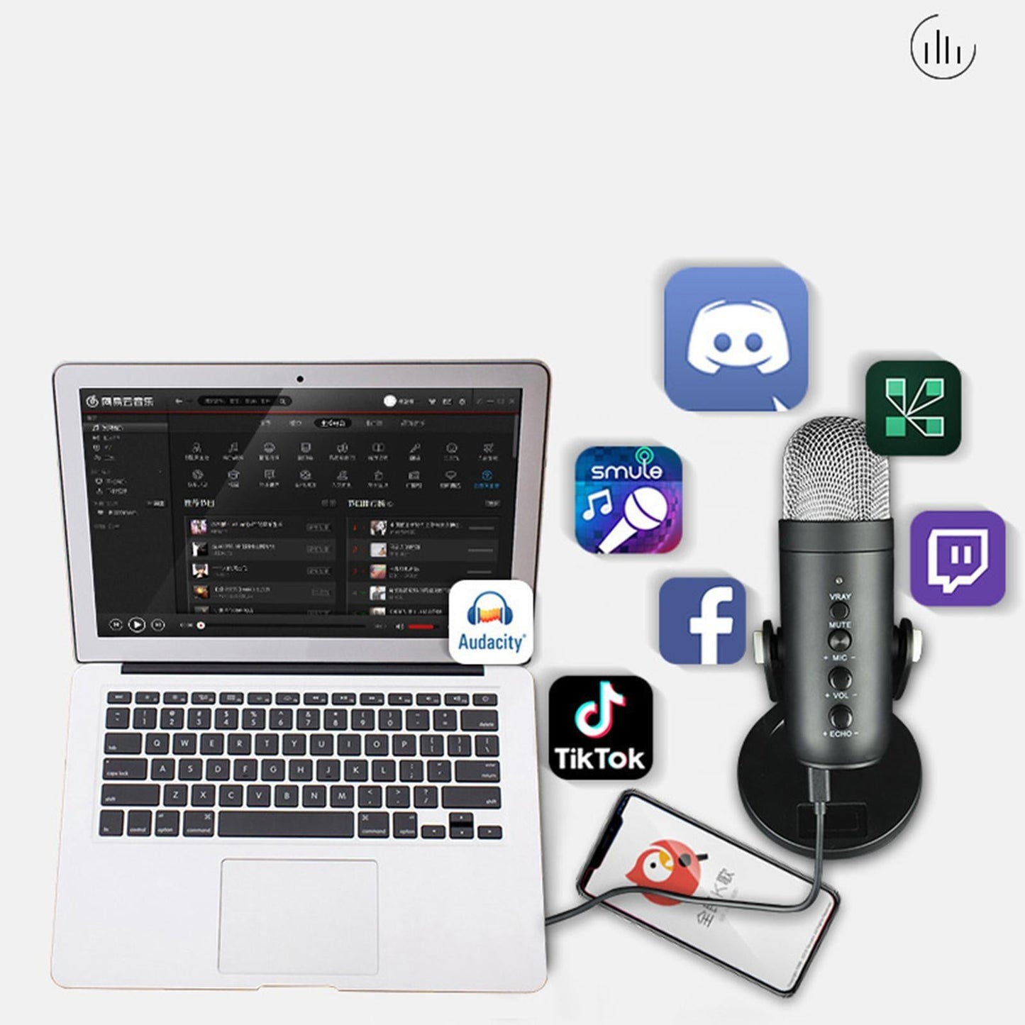 Condenser USB Microphone w/Stand for PC Laptop Gaming Studio Recording Chat