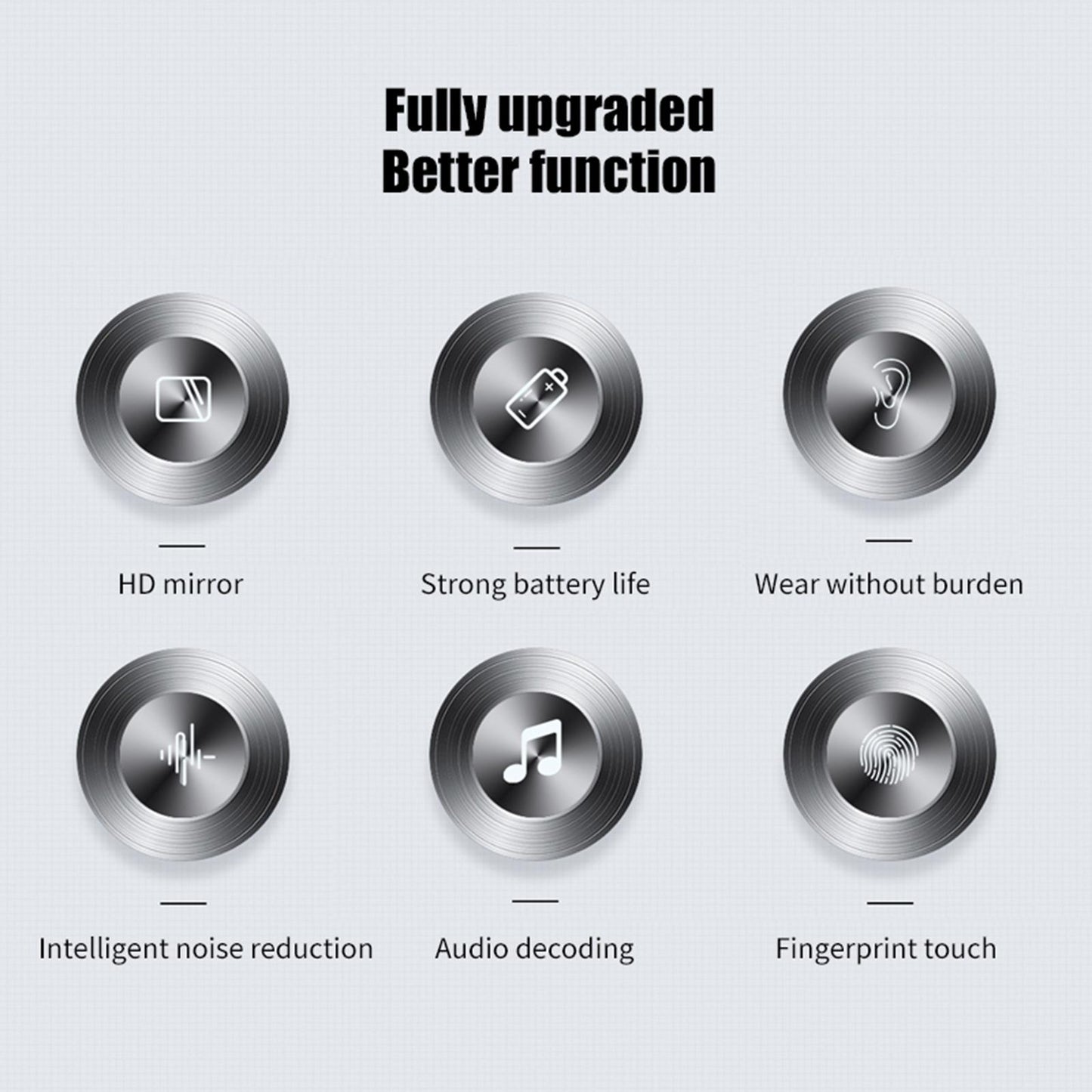 Wireless Bluetooth Earphones Touch Control LED Display TWS for Work white