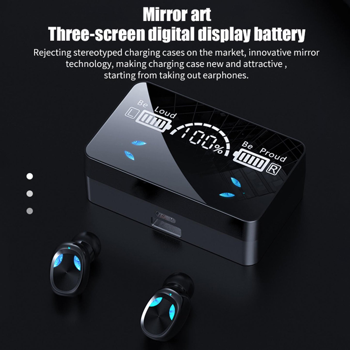 Wireless Bluetooth Earphones Touch Control LED Display TWS for Work white