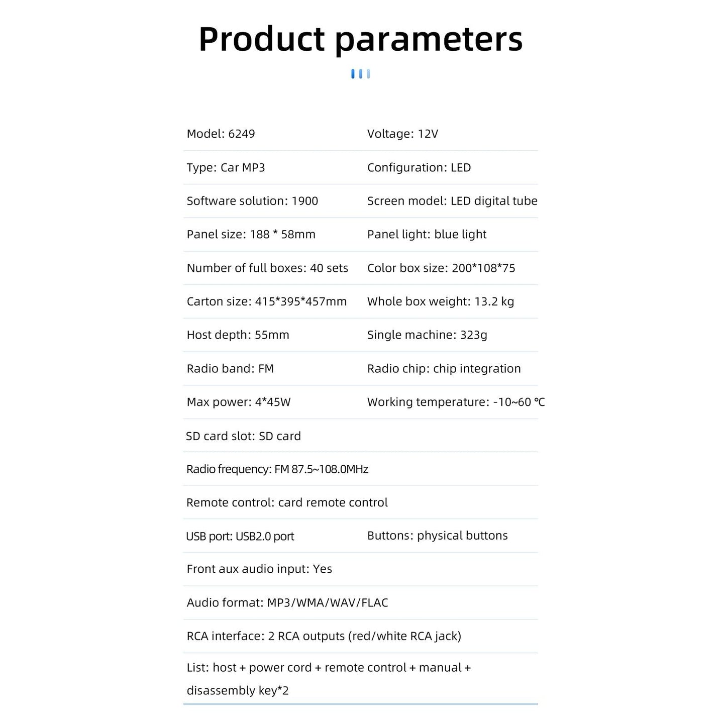 Car MP3 Player Stereo Built-in Microphone Wireless Multimedia FM Radio