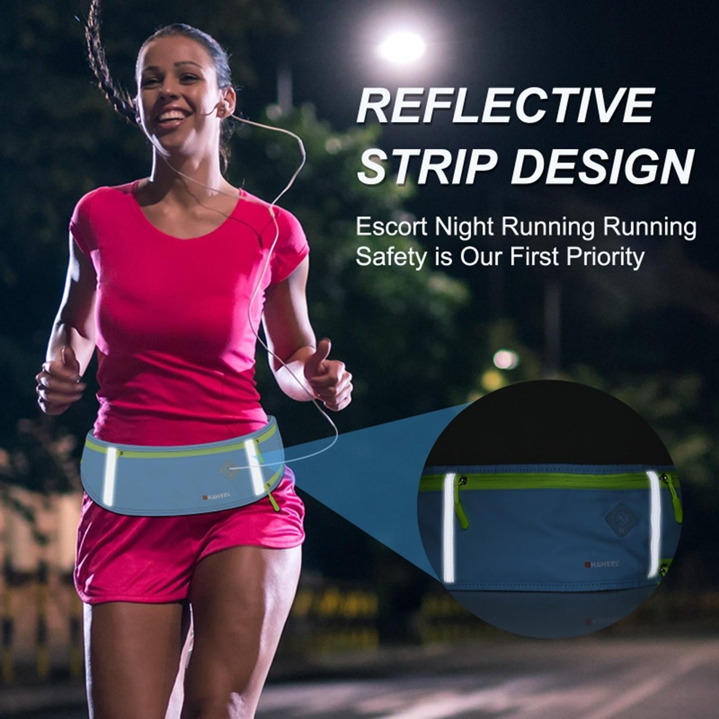 Running Belt Fanny Pack Slim Belt for Dog Walking Biking Shopping Water Blue