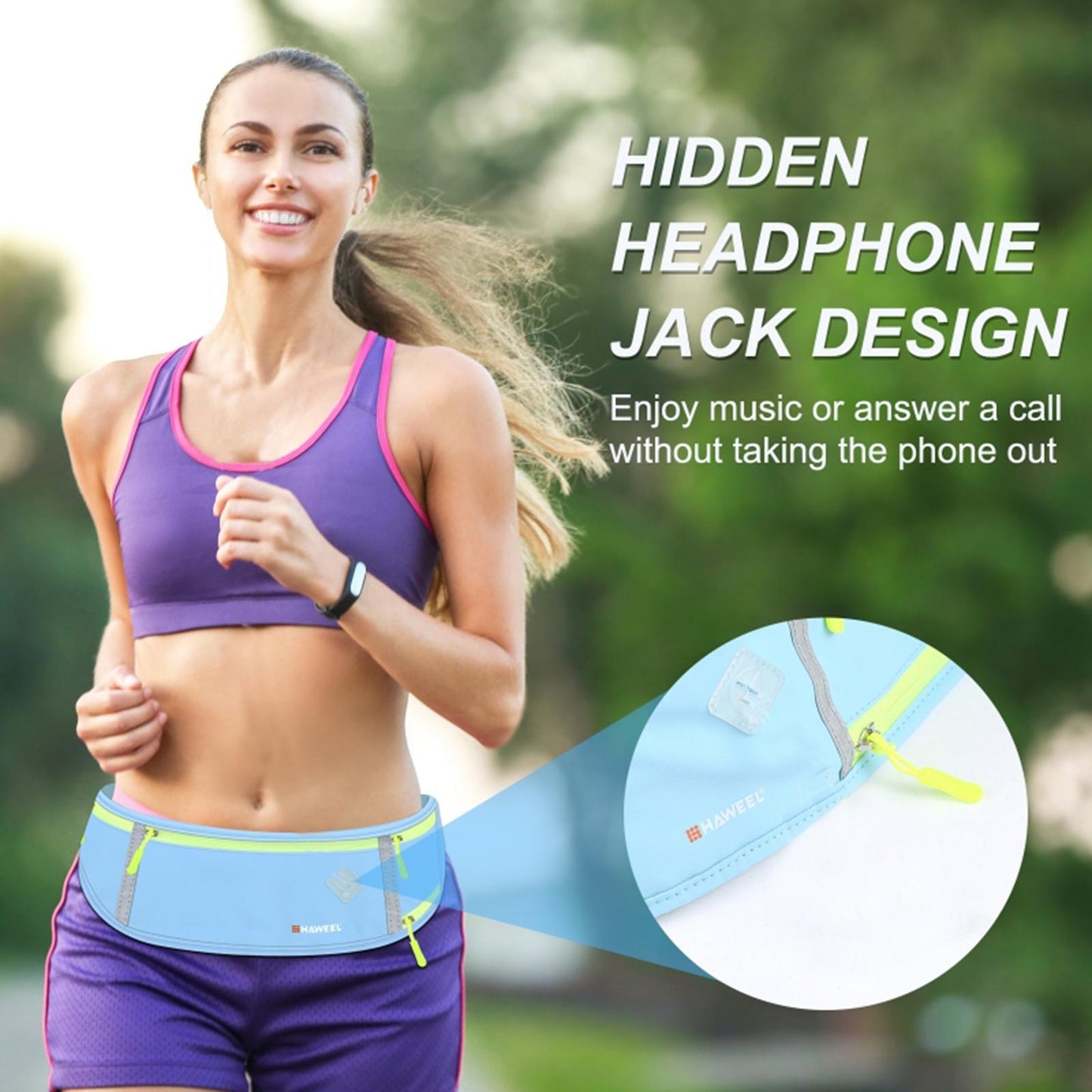 Running Belt Fanny Pack Slim Belt for Dog Walking Biking Shopping Water Blue