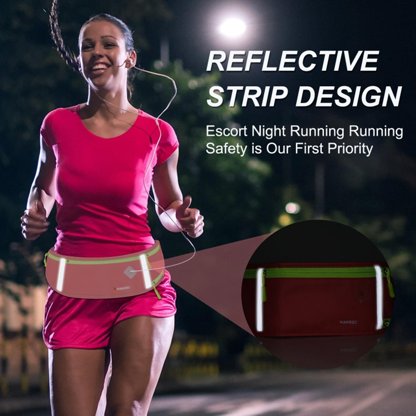 Running Belt Fanny Pack Slim Belt for Dog Walking Biking Shopping Water Pink