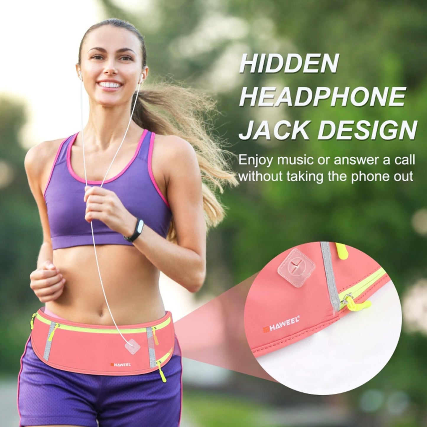 Running Belt Fanny Pack Slim Belt for Dog Walking Biking Shopping Water Pink