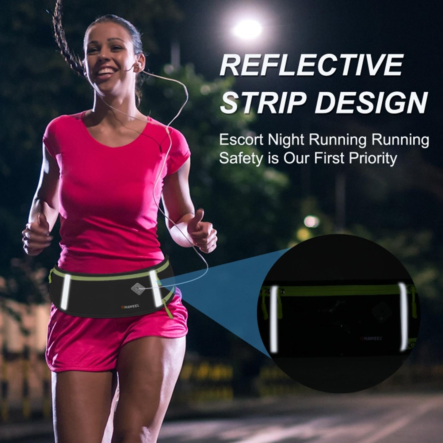 Running Belt Fanny Pack Slim Belt for Dog Walking Biking Shopping Water Black