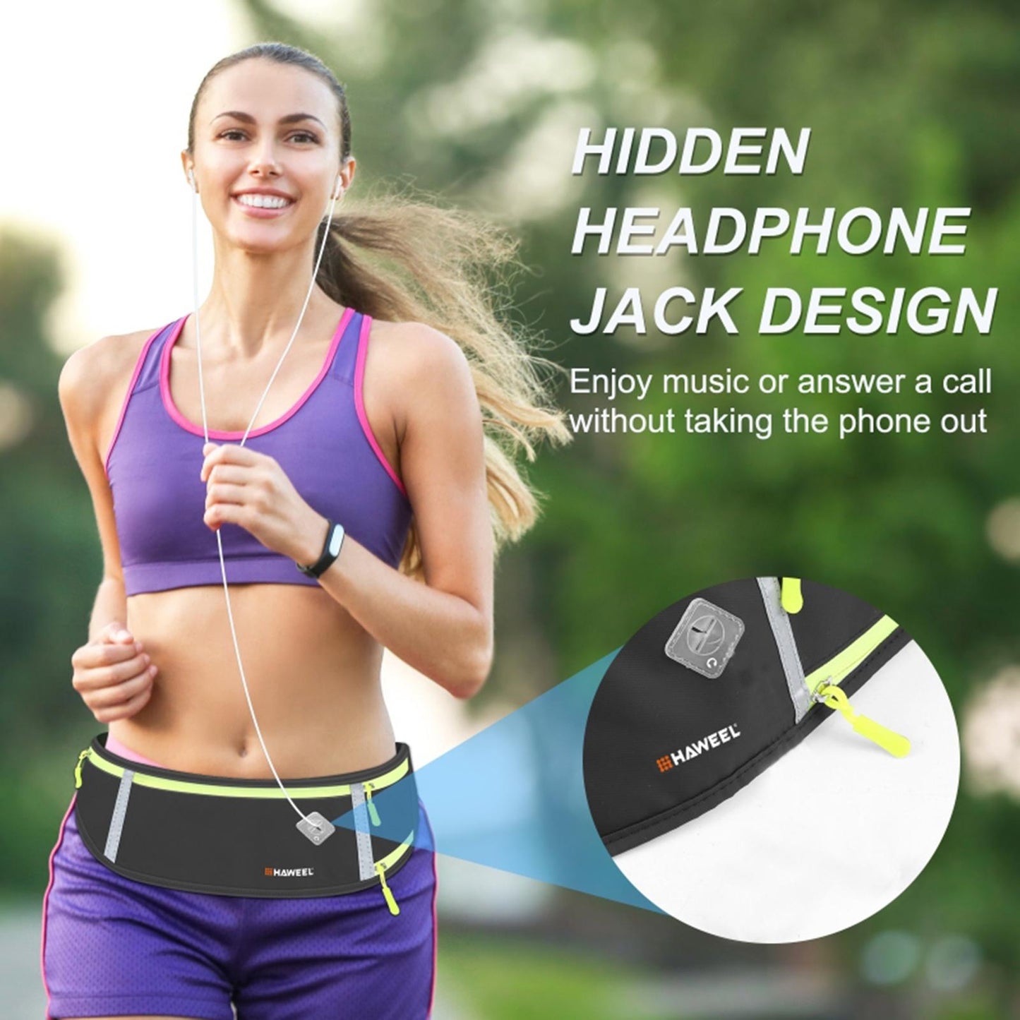 Running Belt Fanny Pack Slim Belt for Dog Walking Biking Shopping Water Black