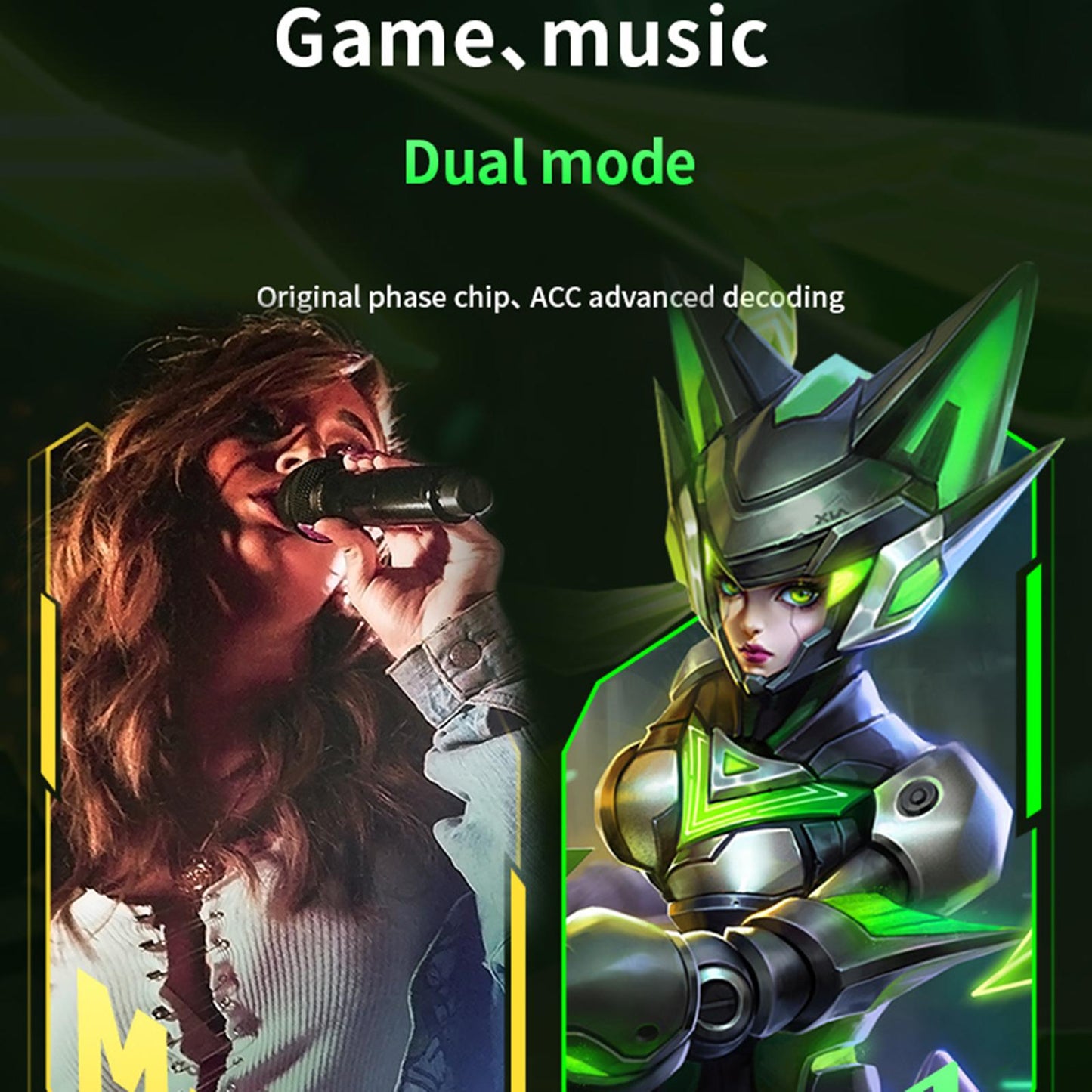 Wireless Bluetooth Earphones Touch Control No Delay Cool TWS for Game black