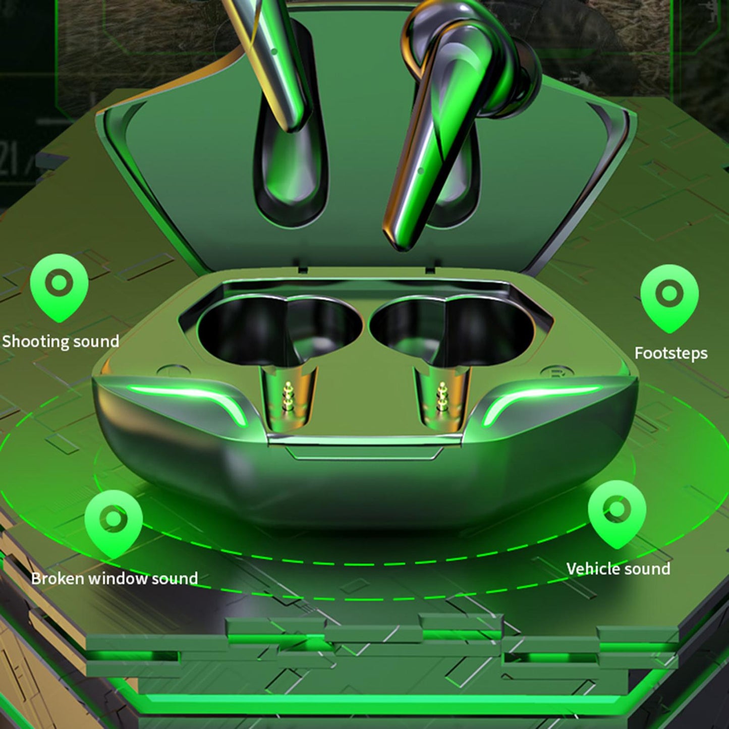 Wireless Bluetooth Earphones Touch Control No Delay Cool TWS for Game black