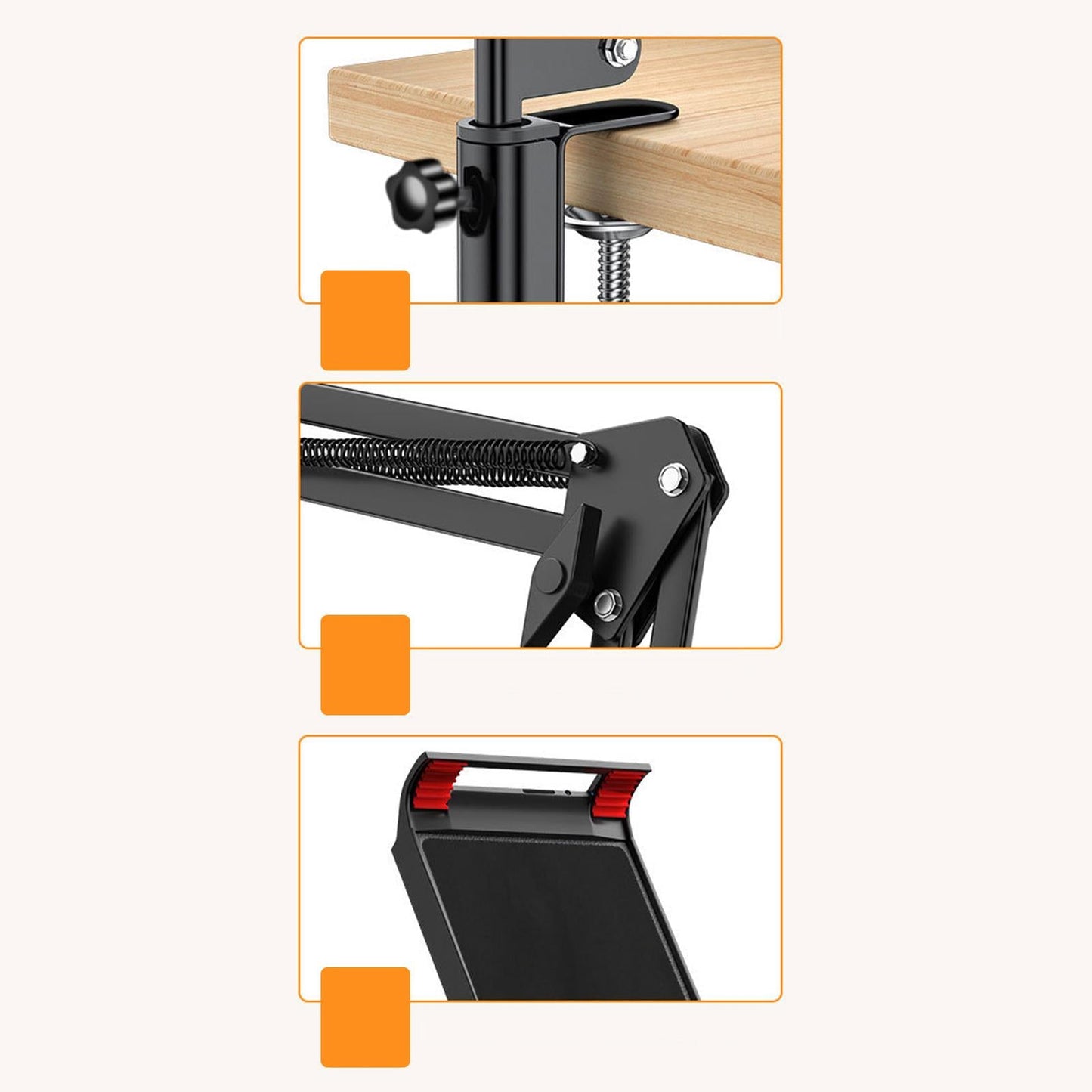 Foldable Arm Smartphone Cell Phone Holder Mount with Clamp for Tablet