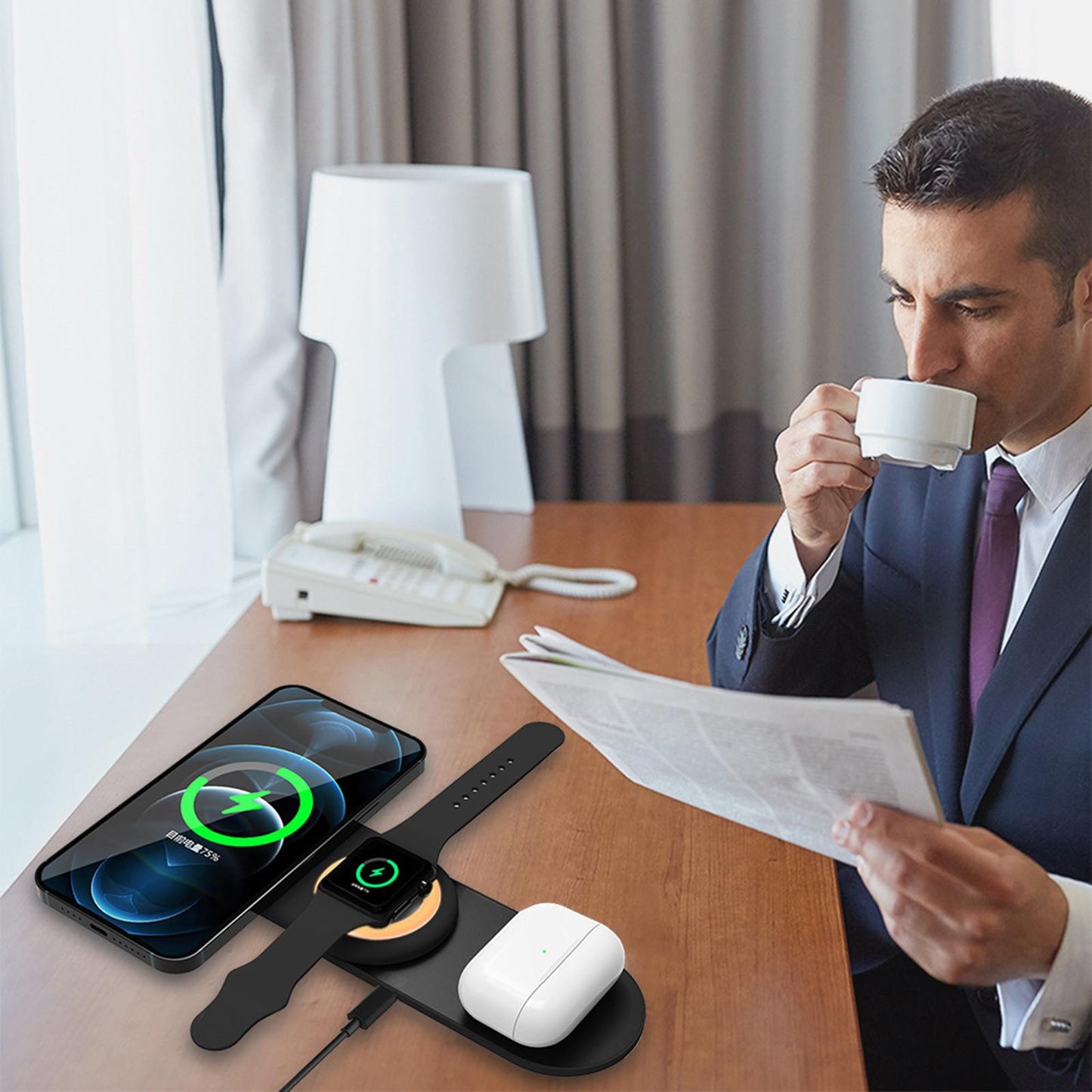 3 in 1 Foldable Wireless Charger Charging Dock Station Easy Install