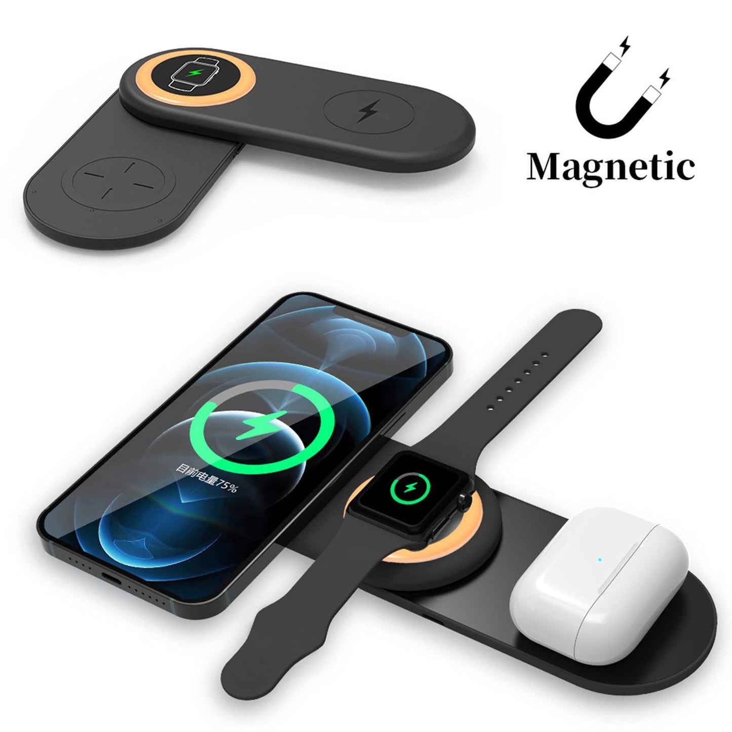 3 in 1 Foldable Wireless Charger Charging Dock Station Easy Install