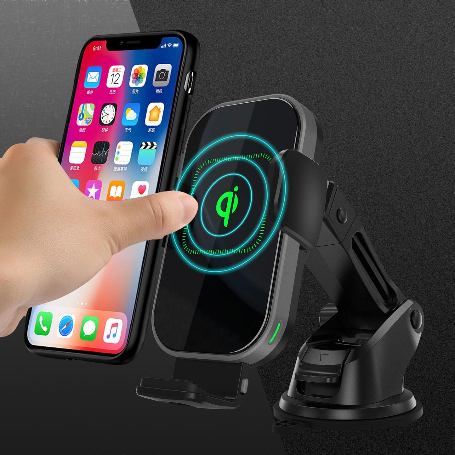 15W Wireless Car Charger Car Mount Phone Holder for Smartphones Windshield