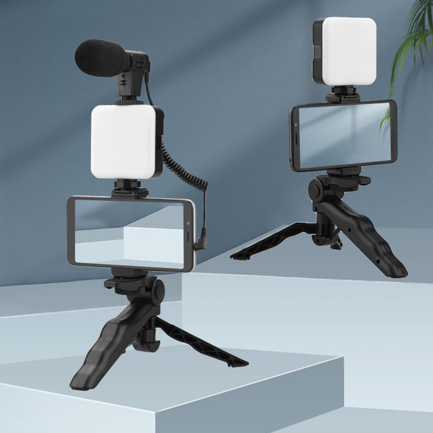 Universal Handheld Vlogging Kit Phone Vlog Kit Filming with LED Fill Light 4pcs with Mic